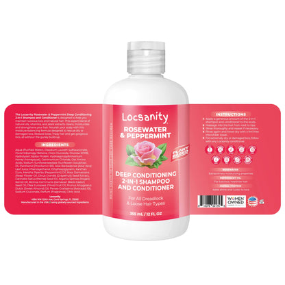 Rosewater and Peppermint Moisturizing, Conditioning and Nourishing Shampoo Locsanity