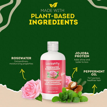 Rosewater and Peppermint Moisturizing, Conditioning and Nourishing Shampoo Locsanity