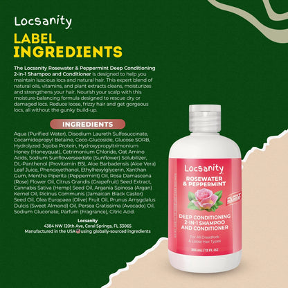 Rosewater and Peppermint Moisturizing, Conditioning and Nourishing Shampoo Locsanity