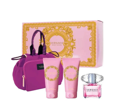 Versace Bright Crystal Eau De Toilette 4pc Gift Set For Women