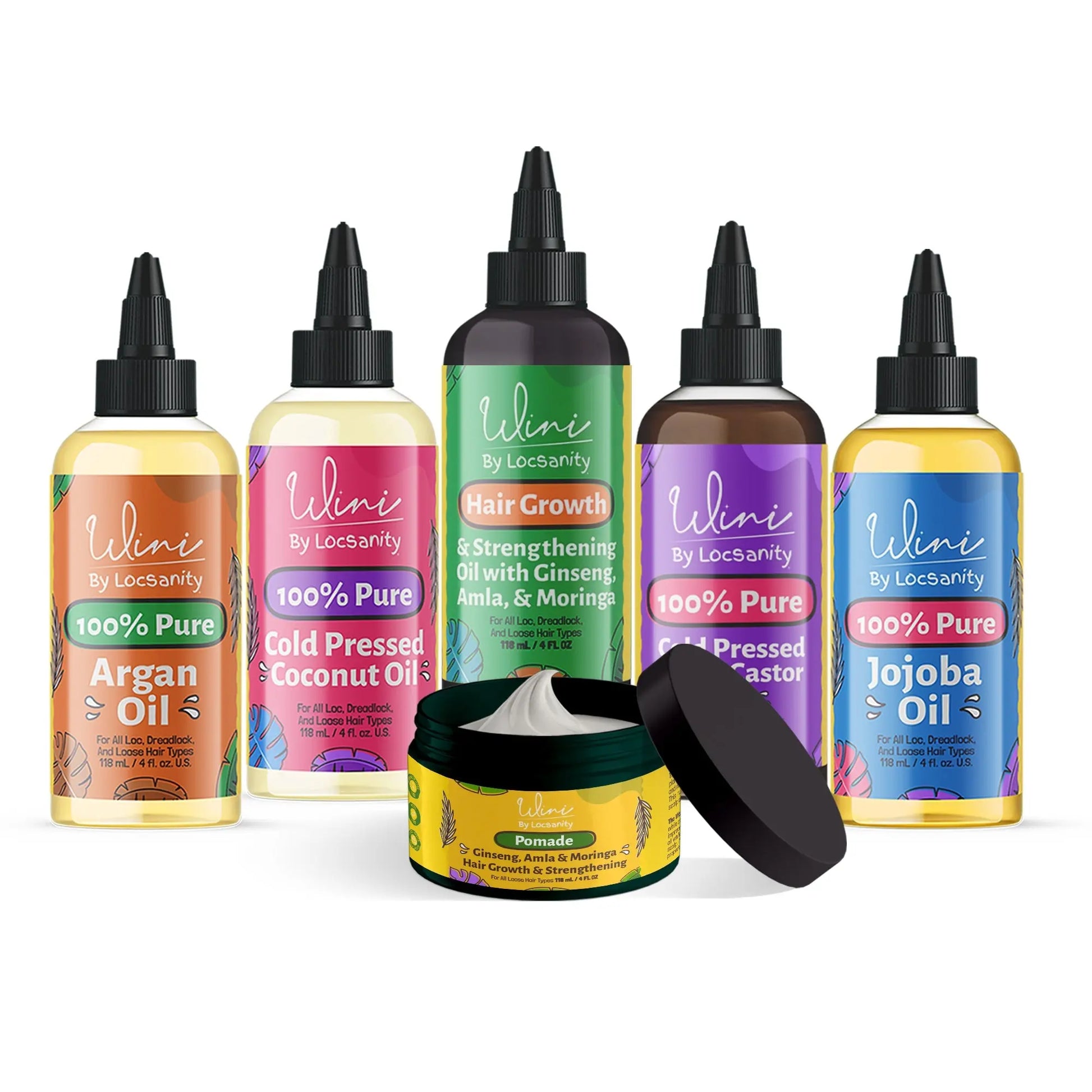 Wini by Locsanity Loose Natural Haircare Bundle for Healthy, Moisturized Hair - Pomade, Growth Oil, Jamaican Castor oil, Coconut Oil, Jojoba Oil, Argan Oil Locsanity