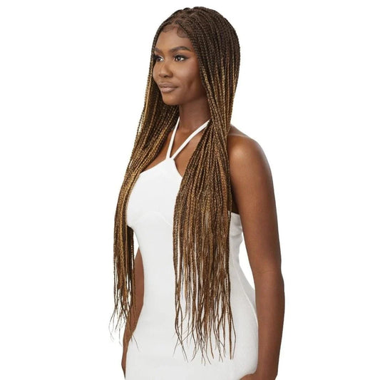 Glueless 100% Fully Hand-Tied Pre-Braided HD Transparent Whole Lace Wig - KNOTLESS BOX BRAIDS 36"