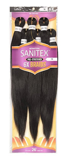 SANITEX ANTI-BACTERIAL PRE-STRETCHED 3X'S PACK BRAIDING HAIR 6X 26"
